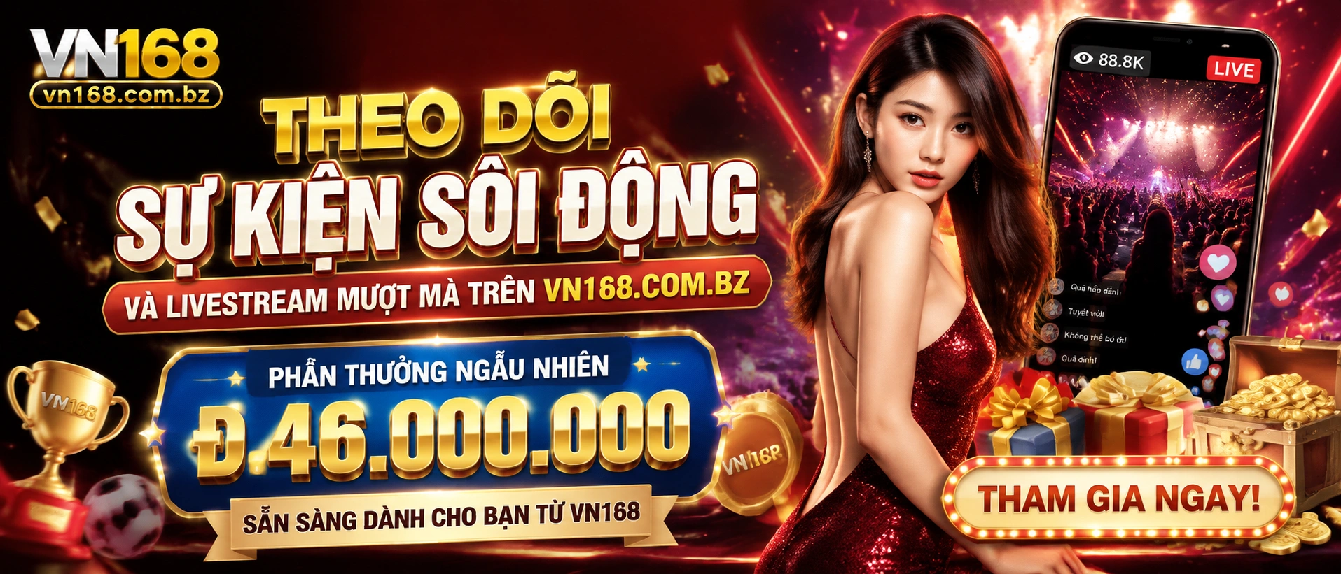 Giao diện vn168.com.bz trên thiết bị di động