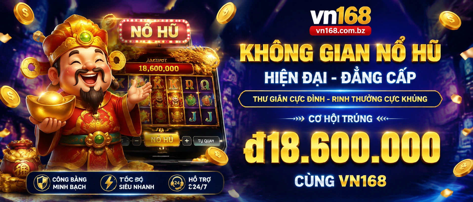 Khu Nổ Hũ vn168 với giao diện danh mục game rõ ràng